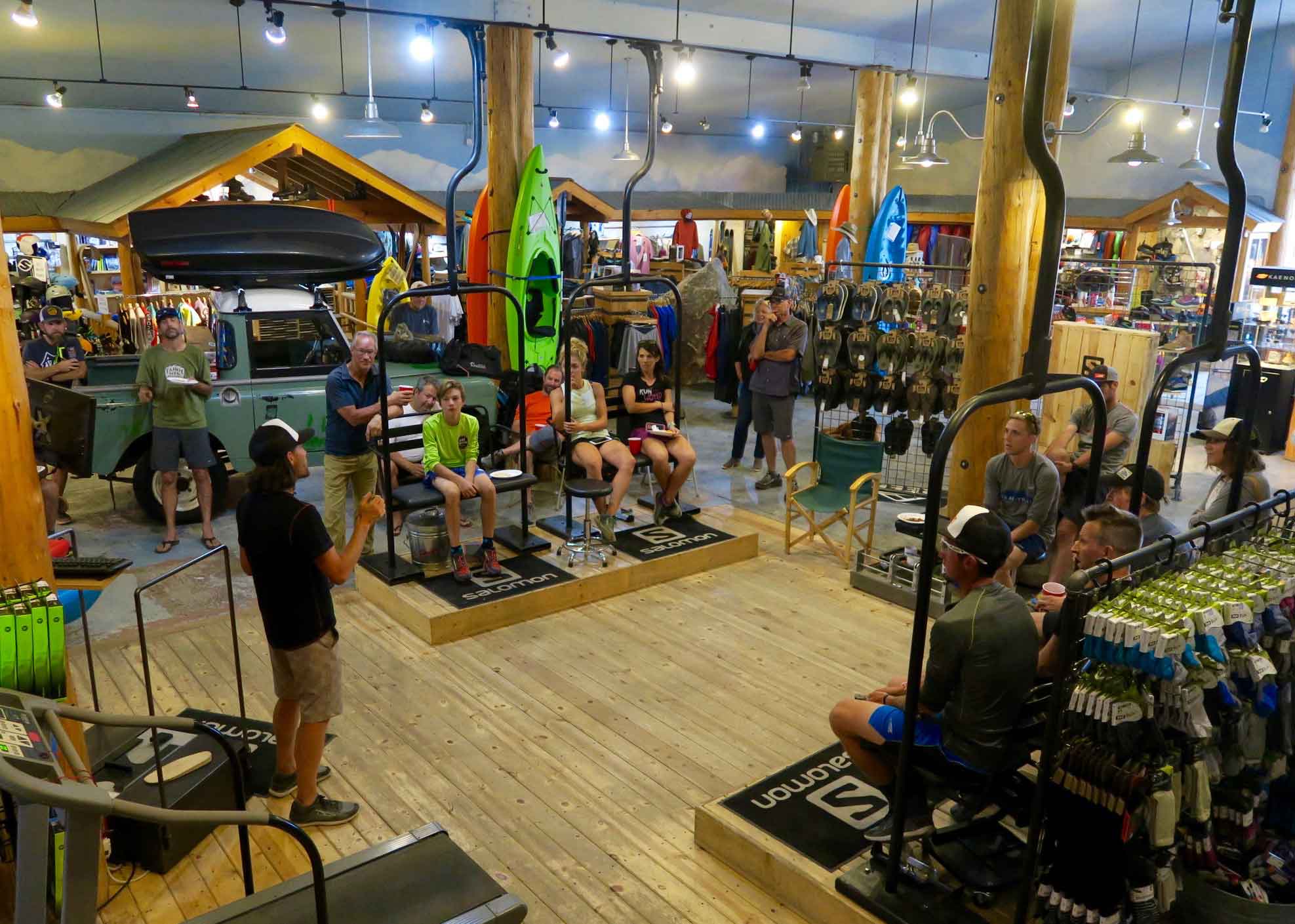 Zach Bitter Altra Shoes talking to crowd at Granite Chief Ski & Mtn Shop.