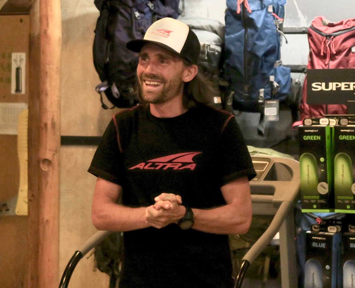 Zach Bitter Altra Shoes smiles while talking about ultra endurance running at Granite Chief Ski & Mtn Shop.